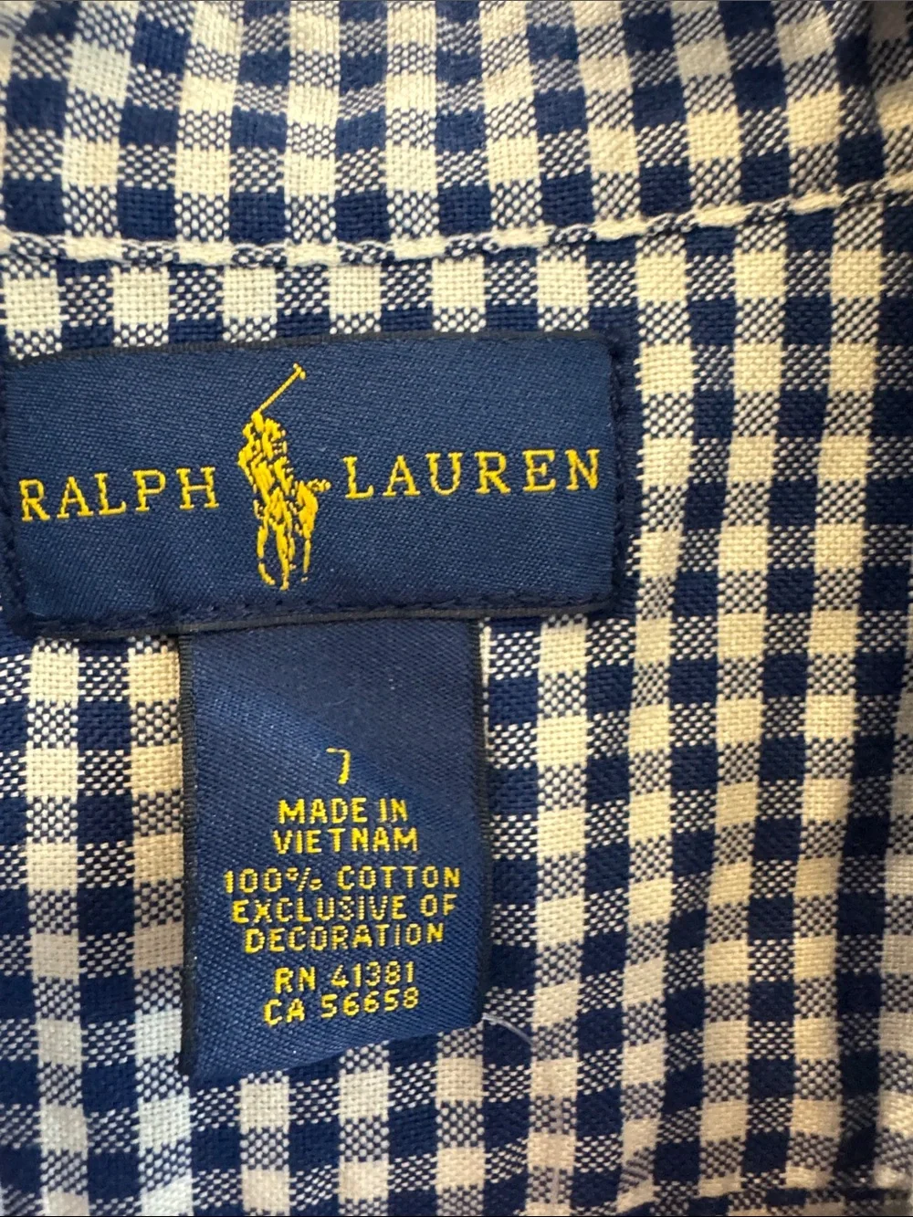 Ralph Lauren Navy & White Gingham Button-Down Shirt